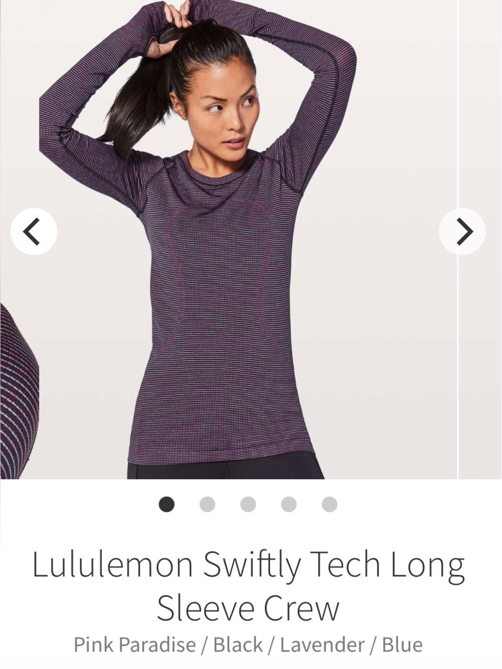 Lululemon Swiftly Tech Long Sleeve Crew - Pink Paradise/Black